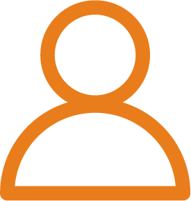 Orange outline icon representative of a person or client