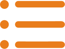 Orange outline icon of a checklist, representing a project type