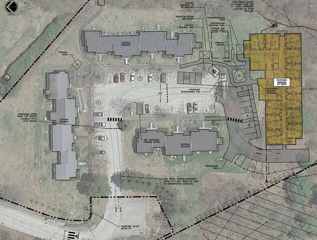 Aerial drawing of siteplan for Avesta Meadowview, a senior living facility.